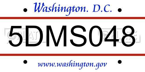 5DMS048 District Of Columbia License Plate