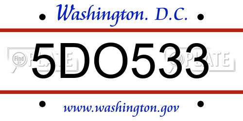 5DO533 District Of Columbia License Plate