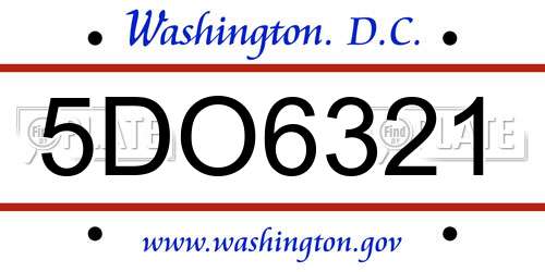 5DO6321 District Of Columbia License Plate