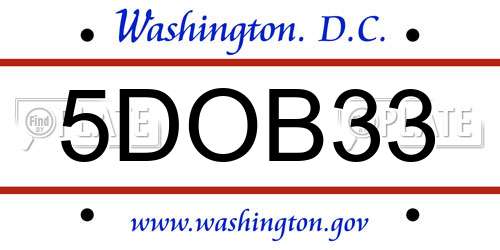 5DOB33 District Of Columbia License Plate