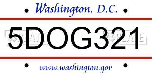 5DOG321 District Of Columbia License Plate