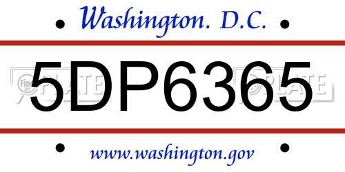 5DP6365 District Of Columbia License Plate