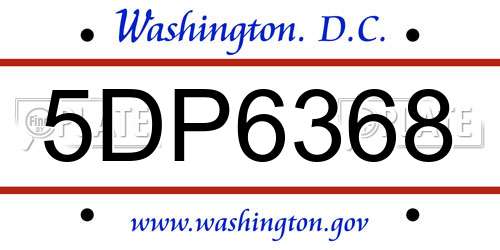 5DP6368 District Of Columbia License Plate