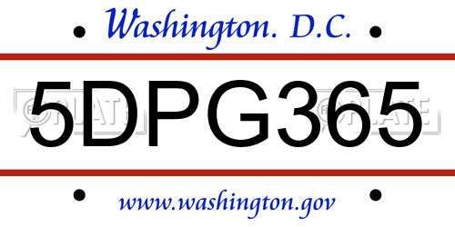 5DPG365 District Of Columbia License Plate