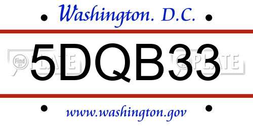 5DQB33 District Of Columbia License Plate