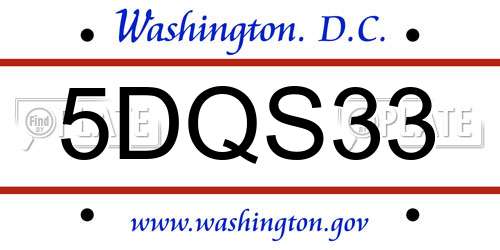 5DQS33 District Of Columbia License Plate
