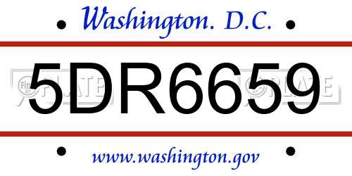 5DR6659 District Of Columbia License Plate