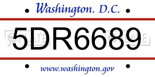 5DR6689 District Of Columbia License Plate