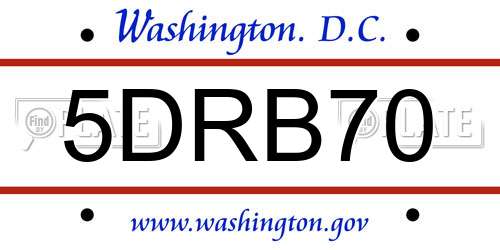5DRB70 District Of Columbia License Plate