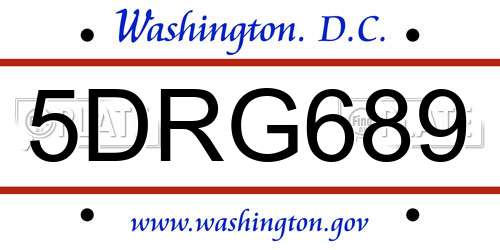5DRG689 District Of Columbia License Plate