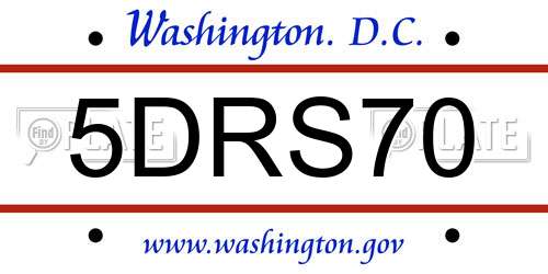 5DRS70 District Of Columbia License Plate