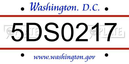 5DS0217 District Of Columbia License Plate