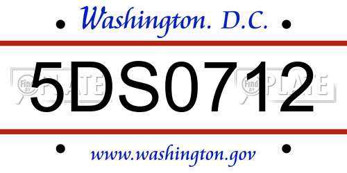 5DS0712 District Of Columbia License Plate