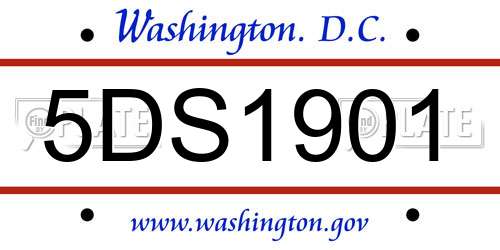5DS1901 District Of Columbia License Plate