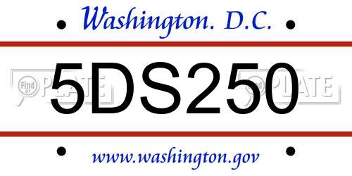 5DS250 District Of Columbia License Plate