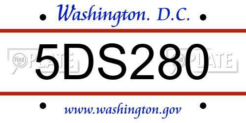 5DS280 District Of Columbia License Plate