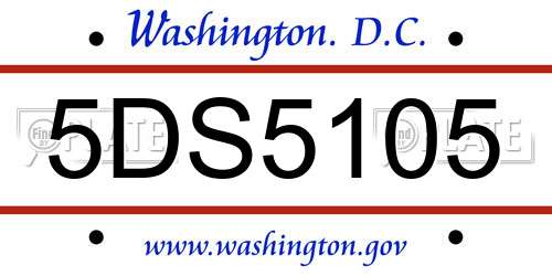 5DS5105 District Of Columbia License Plate
