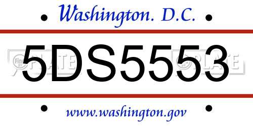 5DS5553 District Of Columbia License Plate