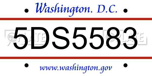 5DS5583 District Of Columbia License Plate