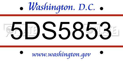 5DS5853 District Of Columbia License Plate