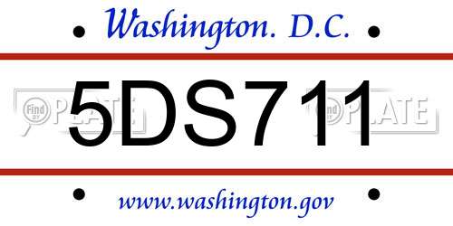 5DS711 District Of Columbia License Plate
