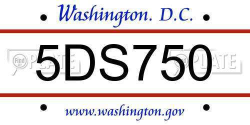 5DS750 District Of Columbia License Plate