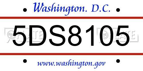 5DS8105 District Of Columbia License Plate