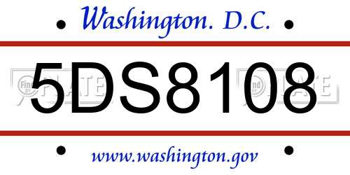 5DS8108 District Of Columbia License Plate