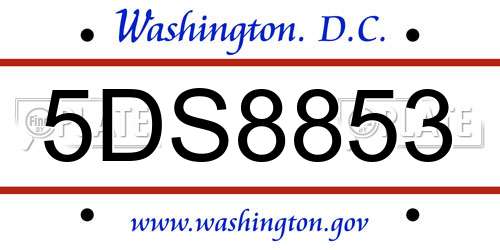 5DS8853 District Of Columbia License Plate