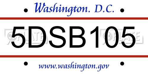 5DSB105 District Of Columbia License Plate