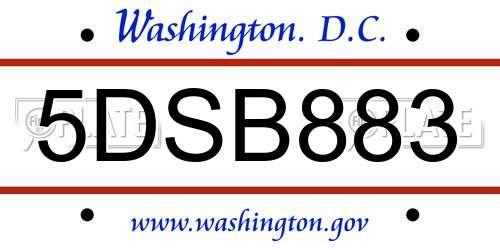5DSB883 District Of Columbia License Plate