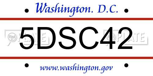 5DSC42 District Of Columbia License Plate
