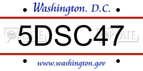 5DSC47 District Of Columbia License Plate