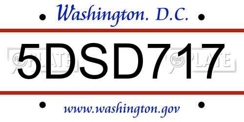 5DSD717 District Of Columbia License Plate