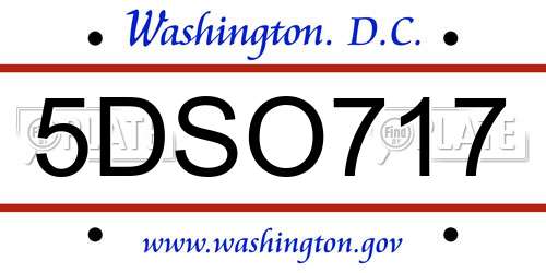 5DSO717 District Of Columbia License Plate