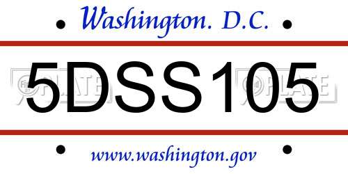 5DSS105 District Of Columbia License Plate