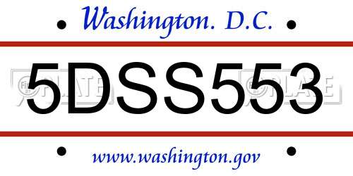 5DSS553 District Of Columbia License Plate