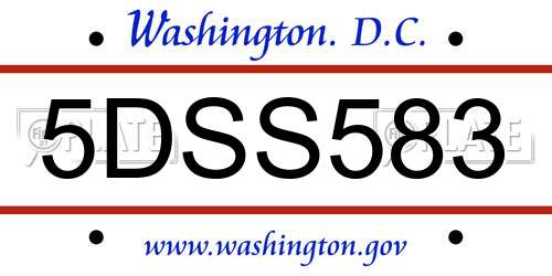 5DSS583 District Of Columbia License Plate