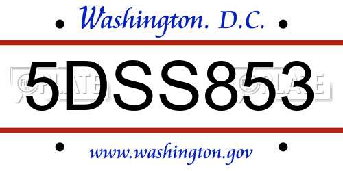 5DSS853 District Of Columbia License Plate