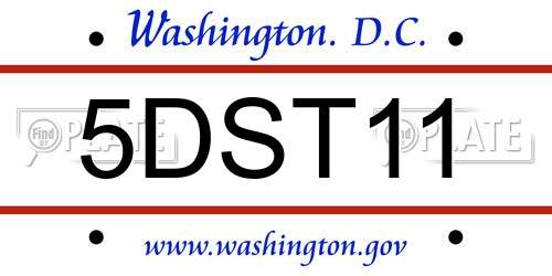 5DST11 District Of Columbia License Plate
