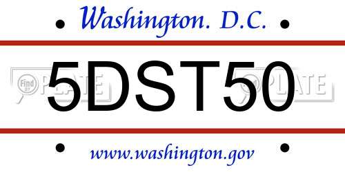 5DST50 District Of Columbia License Plate
