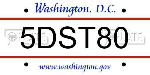 5DST80 District Of Columbia License Plate