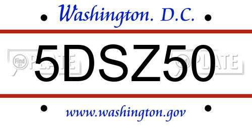 5DSZ50 District Of Columbia License Plate