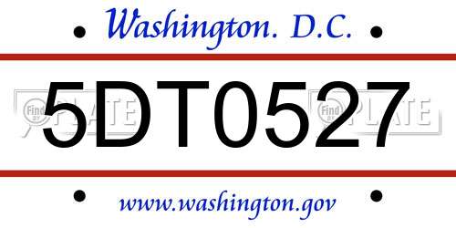 5DT0527 District Of Columbia License Plate