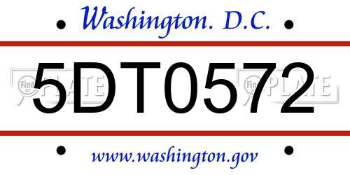 5DT0572 District Of Columbia License Plate