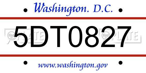 5DT0827 District Of Columbia License Plate