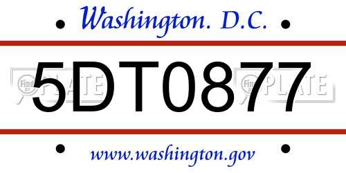 5DT0877 District Of Columbia License Plate