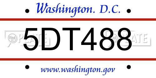 5DT488 District Of Columbia License Plate