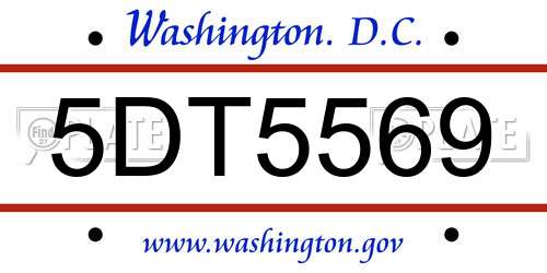 5DT5569 District Of Columbia License Plate
