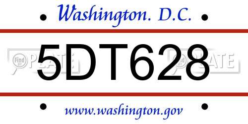 5DT628 District Of Columbia License Plate